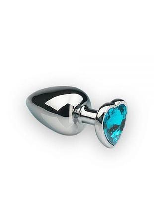 Анальна пробка, silver heart topaz, m