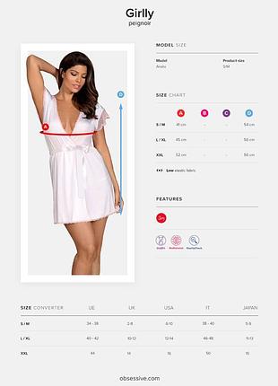 Пеньюар obsessive girlly peniuar biały s/m 7