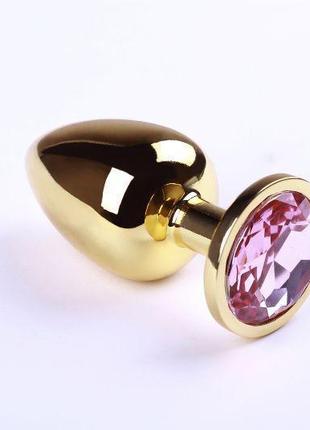 Анальна пробка,gold pink topaz,l