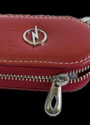 Ключниця opel, шкіряна автоключница з логотипом опель (червона...2 фото