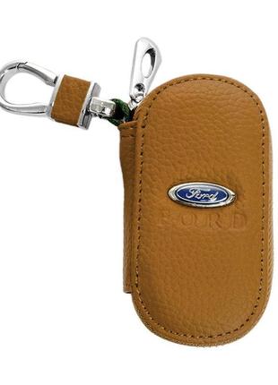 Ключниця ford, шкіряна автоключниця з логотипом форд (коричнев...