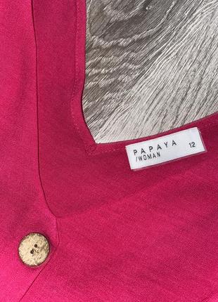 Яркая оригинальная блузка цвета фуксия летняя блузка с декоративными пуговицами papaya, l3 фото