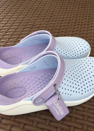 Крокс лайтрайд клог крохи голубые crocs literide kids mineral blue/white2 фото