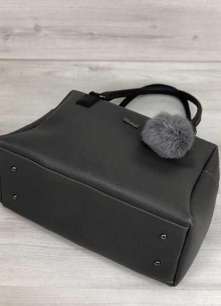 Жіноча сумка агата сірого кольору5 фото