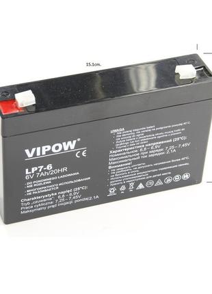 Акумулятор гелієвий vipow 6 v 7 ah (bat0207)