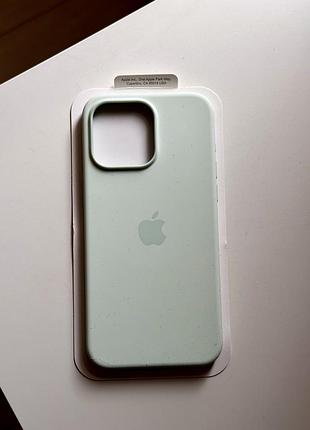 Силіконовий чохол silicon case soft mint iphone 15 pro max 3 magsafe