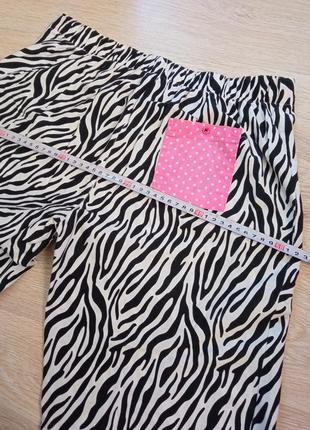 Женская одежда/ летние брюки капри бриджи с принтом зебры 🖤 46/48 размер, коттон #4 фото