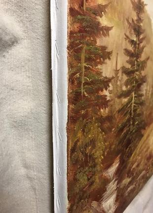 Картина маслом 40х50см пейзаж карпаты горы речка деревья камни в охристых цветах ручная работа2 фото