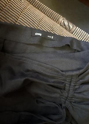 Черная юбка-миди с разрезом лён4 фото