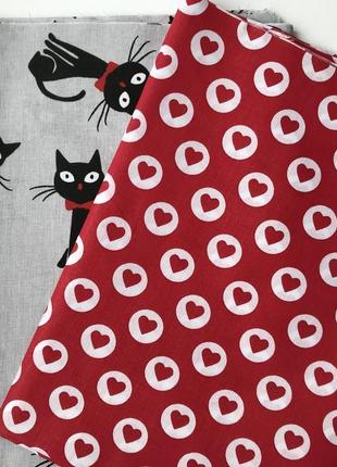 Тканина для рукоділля "чорно-білі коти на сірому фоні"4 фото