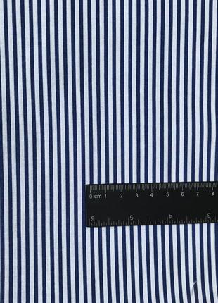 Тканина бавовна "синя тоненька смужка на білому"2 фото