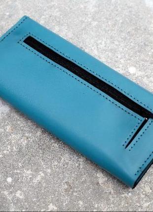 Жіночий гаманець з натуральної шкіри. (ww001 turquoise)2 фото
