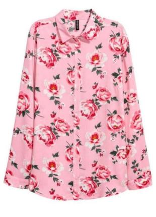 Нова віскозна сорочка h&amp;m віскозна блуза кольорова сорочка квіти троянди1 фото
