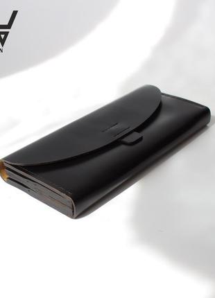 Жіночий гаманець з натуральної шкіри. (ww003 black/g)