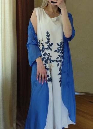 Платье миди с цветочным принтом1 фото