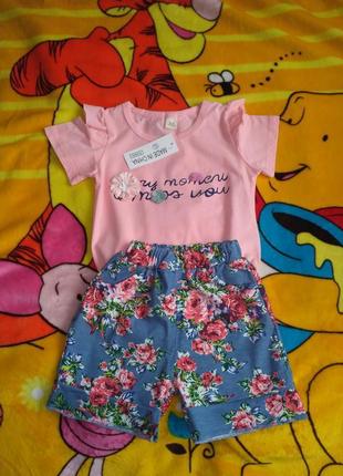 Літній костюм для дівчинки, шорти і футболка на дівчинку, рр.90-1