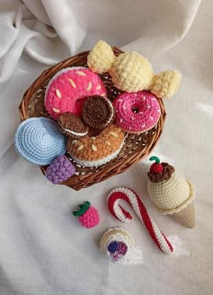 В'язані солодощі, пончики, морозиво, цукерки, печиво2 фото