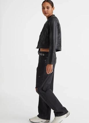 Байкерська жіноча куртка h&m; чорна4 фото