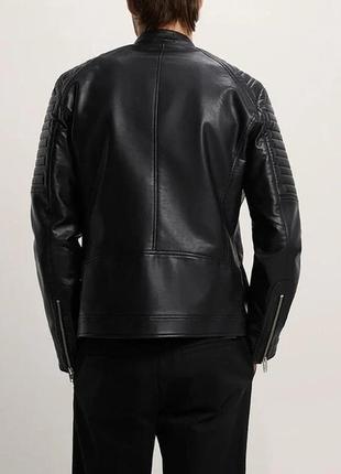 Куртка чоловіча шкіряна zara чорна м4 фото