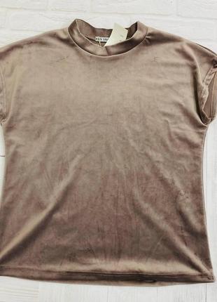 Велюрова піжама трійка футболка, шорти та штани мокко4 фото