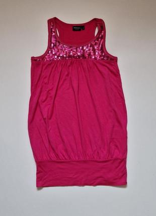 Нарядное летнее платье туника девочке с пайетками без рукавов kappahl2 фото