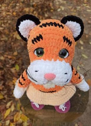 Іграшка тигр, в'язані плюшеві іграшки, плюшевий тигр3 фото