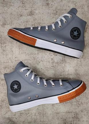 Кеды converse all star оригинал конверсы кожаные высокие серые кроссовки