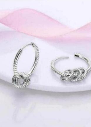 Сережки кільця срібло silver_pandora original кольца3 фото