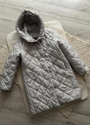 Подовжена дитяча куртка/куртка для дівчинки/сіра дитяча стьоганна курточка 7