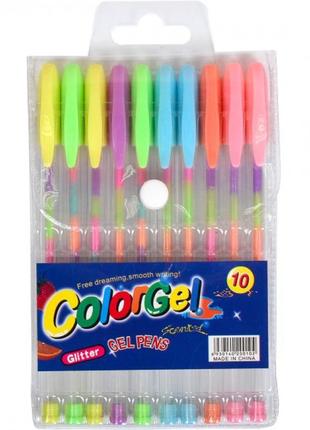 Набір ручок гелевих різнобарвних 10 кольорів a-100-10