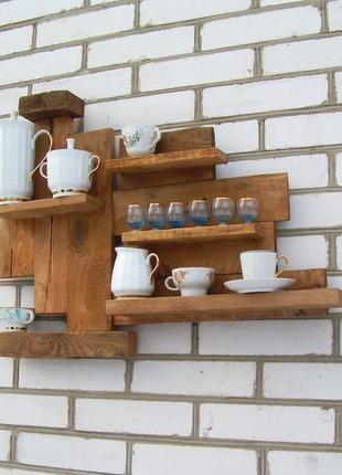 Деревянная дизайнерская полка на стену "утренний кофе с молоком"5 фото
