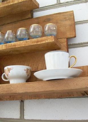 Дерев'яна дизайнерська полку на стіну "ранкова кава з молоком"2 фото