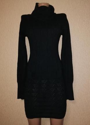 Теплое короткое женское черное платье, туника rexiro classic fashion1 фото