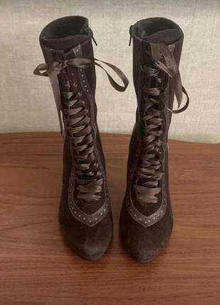 Демисезонные замшевые сапоги/ полусапожки/ ботинки