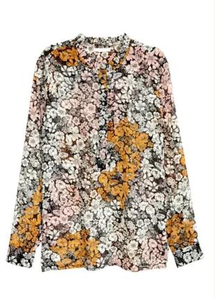 Брендовая шифоновая блуза h&m цветы этикетка2 фото