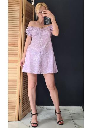 Короткое лиловое платье котоновое короткое2 фото