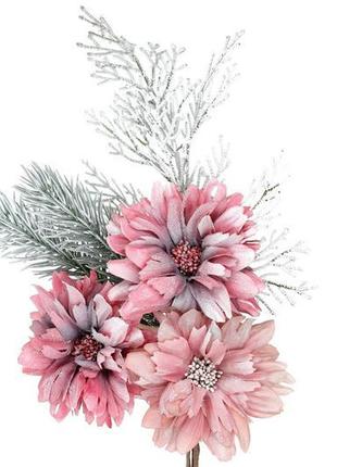 Декоративний букет хризантем з декором, 30см, колір - рожевий ...