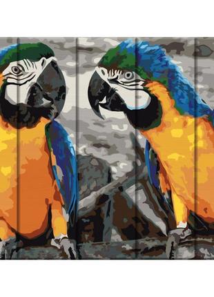 Картина за номерами для дерева "два папуга" asw057 30х40 см