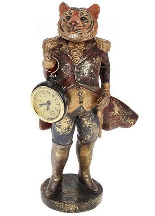Декоративна статуетка з годинником тигр, 26.6 см, колір - борд...
