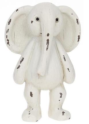 Декоративна статуетка слоник, 10см, колір - зістарений білий -...