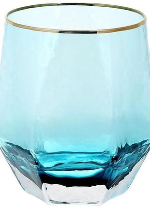Набір 4 склянки monaco ice 450 мл, скло блакитного льоду із зо...