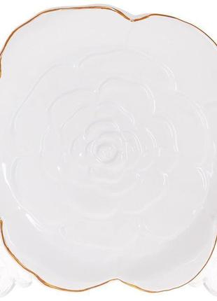 Набір 6 керамічних тарілок "rose" 16х15.5х2.5 см, білий із зол...1 фото