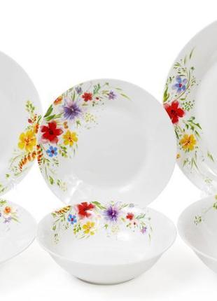 Набір 6 порцелянових обідніх тарілок "квіти аквареллю" ø27см2 фото
