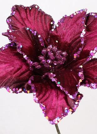 Оксамитова квітка d28*21см, колір-фіолетовий з глітером rm7-12...