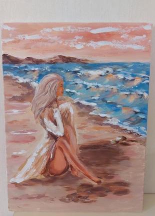 Картина девушка у моря