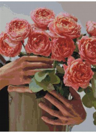 Алмазна мозаїка "букет півоноїдних троянд" dbs1045 brushme 40х...1 фото
