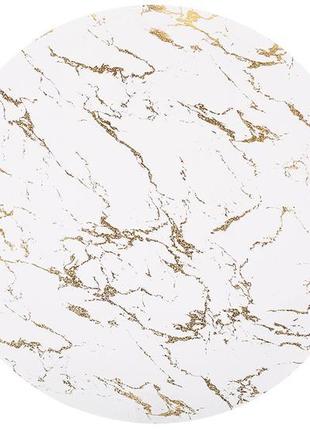 Серветка сервірувальна (плейсмат) marble біла із золотом d38см...1 фото