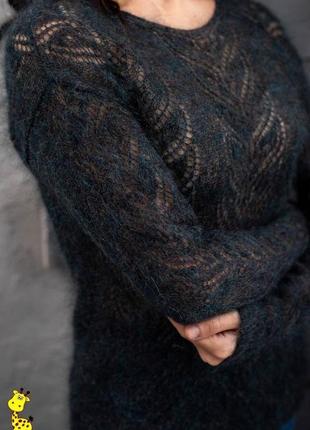 Жіночий пуловер з італійської пряжі 70% супер кід мохер 30% шовк2 фото