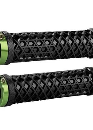 Гріпси odi vans® lock-on grips, black w/ green clamps (чорні з...