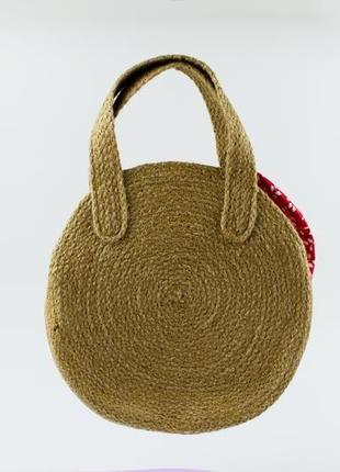 Эко сумка из джута натуральная сумочка хлопоквая подкладка круглая сумка на молнии4 фото